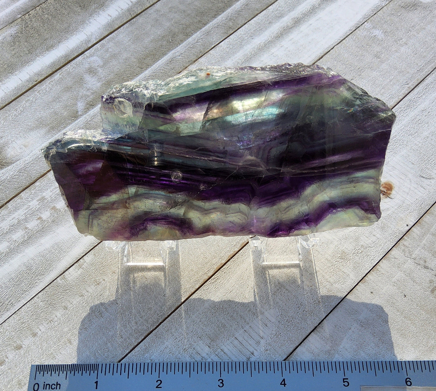 Losa de fluorita arcoíris pluma 348.7 gramos Piedra natural