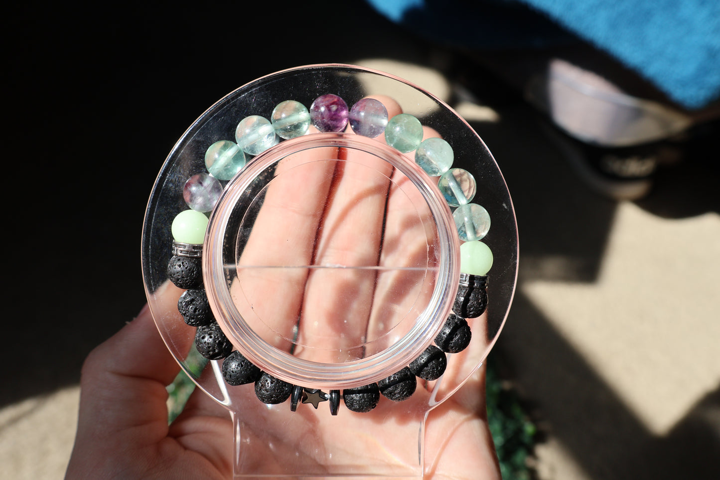 Pulsera de fluorita y lava