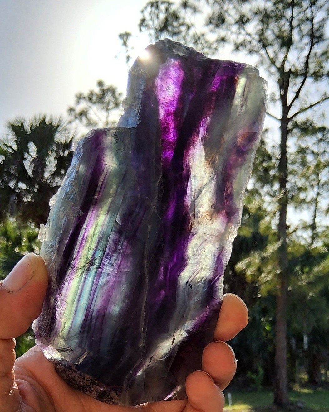 Losa de fluorita arcoíris pluma 348.7 gramos Piedra natural